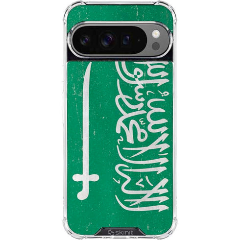Saudi Arabia Flag Distressed Google Pixel 10 Pro Clear Case
